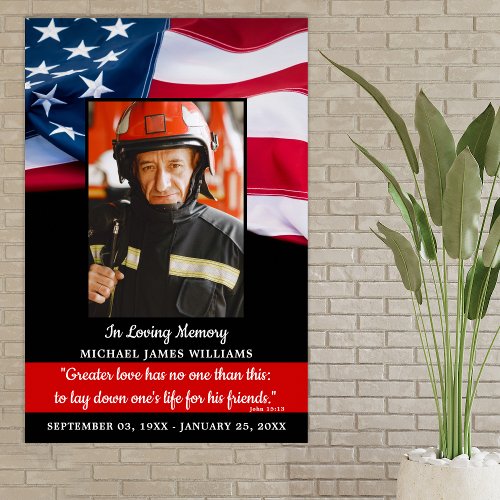 Firefighter Memorial In Loving Memory Funeral  Poster
