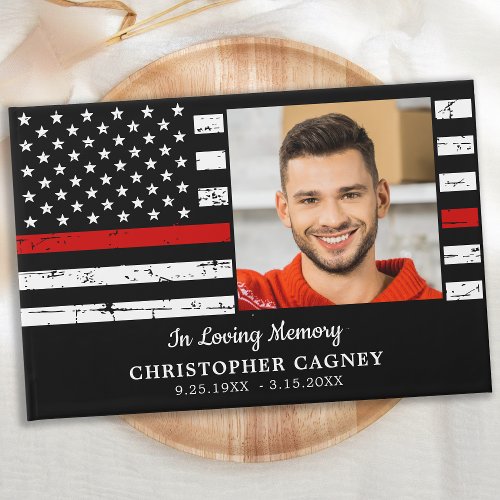 Firefighter Memorial Loving Memory Photo Funeral Guest Book