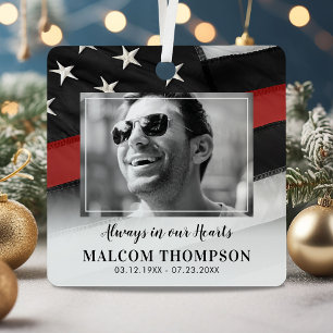 Firefighter Memorial Photo Christmas Metal Ornament