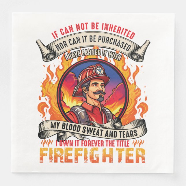 Firefighter Men Paper Dinner Napkins (Front)