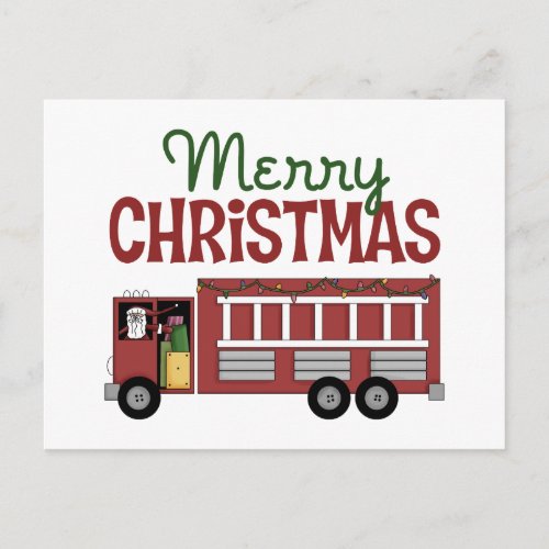 Firefighter Merry Christmas Holiday Postcard