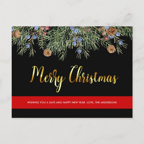 Firefighter Merry Christmas Thin Red Line Holiday Postcard