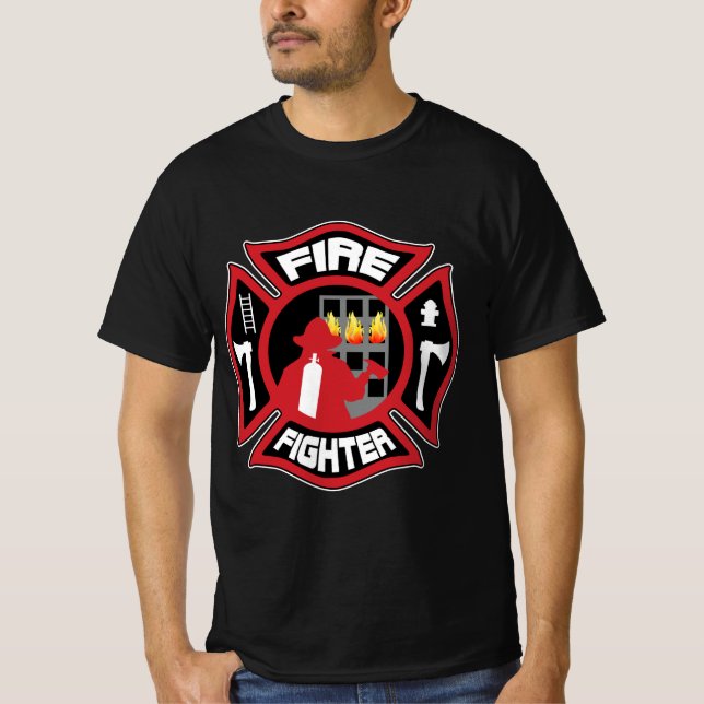 Firefighter Modern Badge T-Shirt (Front)