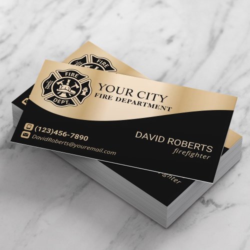 Firefighter Modern Gold Fire Department Fireman Business Card