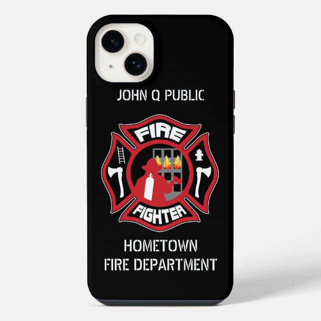 Firefighter Modern Name Template Iphone Case (Back)