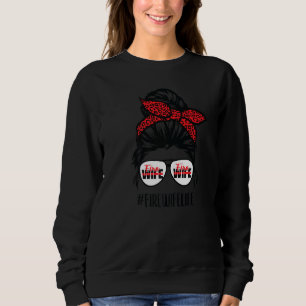Firefighter Mom Messy Bun Hair Glasses Fire Wife L Sweatshirt