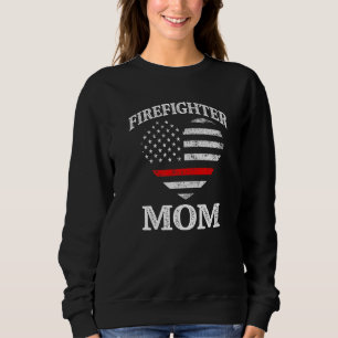 Firefighter Mom Patriotic US Flag Heart Funny Fire Sweatshirt