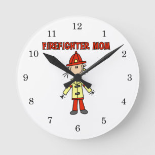 Firefighter Mom T-shirts and Gifts Round Clock