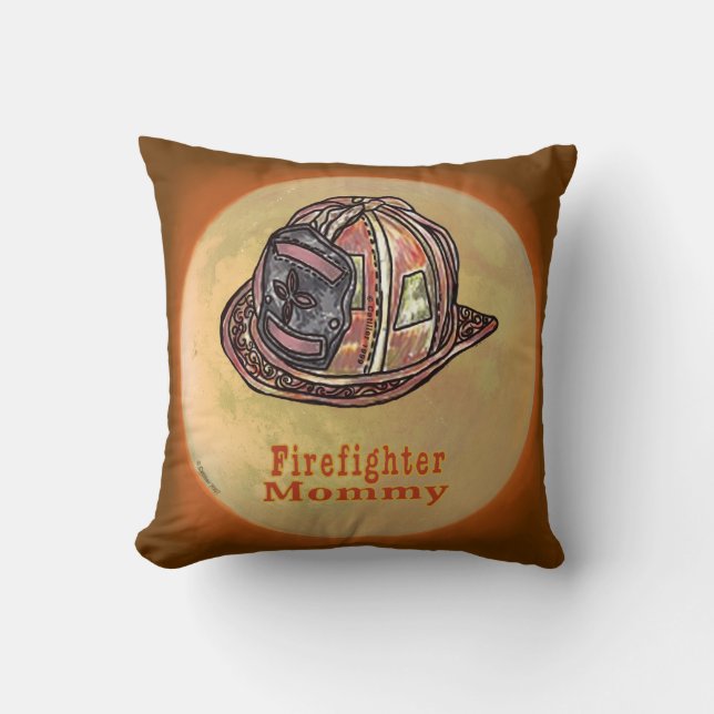 Firefighter Mom Throw Pillow (Front)