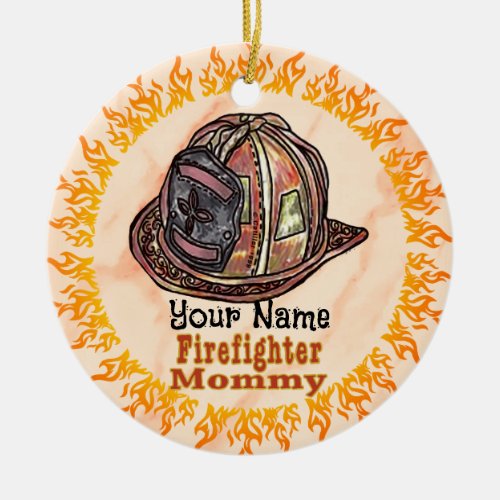 Firefighter Mommy oval ceramic ornament