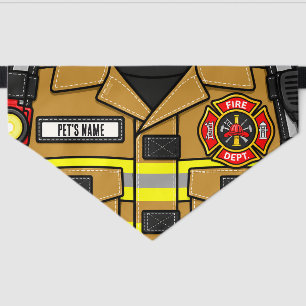 Firefighter Mustard Costume Custom Halloween Pet Bandana Collar