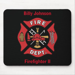 Firefighter Name and Rank Emblem Mouse Pad