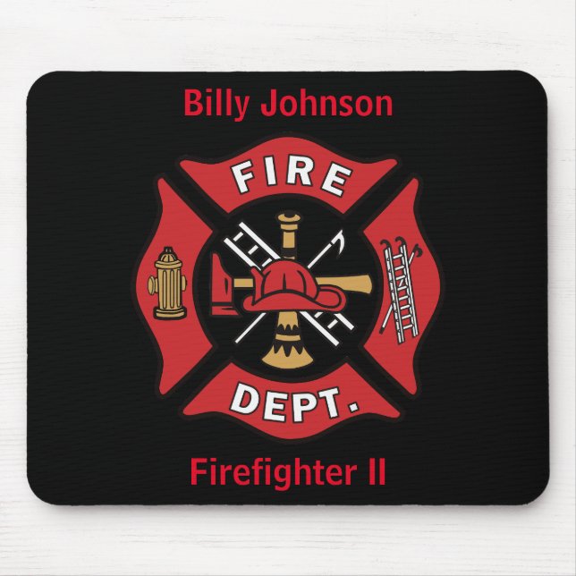 Firefighter Name and Rank Emblem Mouse Pad (Front)