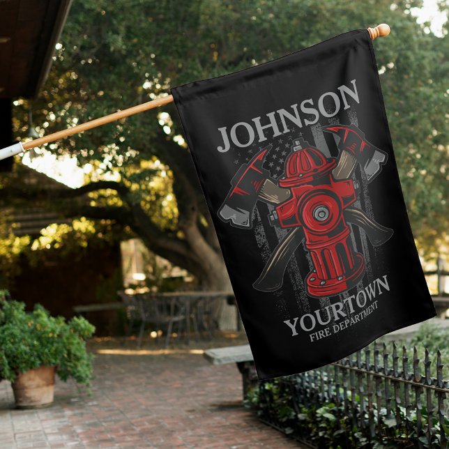 Firefighter NAME Fire Department Hydrant USA Flag  (Creator Uploaded)