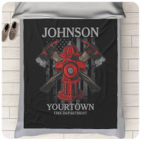 Firefighter NAME Fire Department Hydrant USA Flag