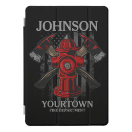 Firefighter NAME Fire Department Hydrant USA Flag  iPad Pro Cover