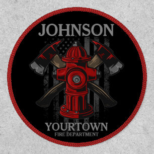 Firefighter NAME Fire Department Hydrant USA Flag  Patch
