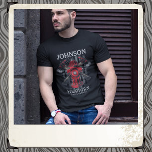 Firefighter NAME Fire Department Hydrant USA Flag  T-Shirt