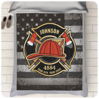 Firefighter NAME Fireman Fire Department USA Flag