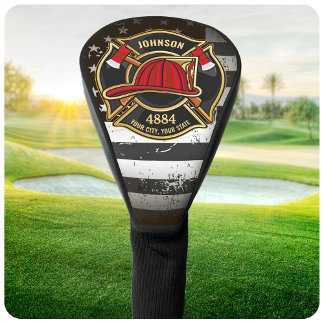 Firefighter NAME Fireman Fire Department USA Flag Golf Head Cover