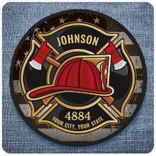 Firefighter NAME Fireman Fire Department USA Flag Patch