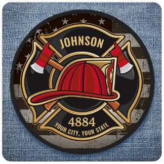 Firefighter NAME Fireman Fire Department USA Flag Patch