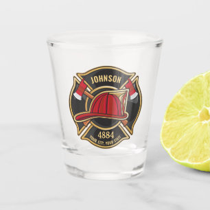 Firefighter NAME Fireman Rescue Fire Department Shot Glass