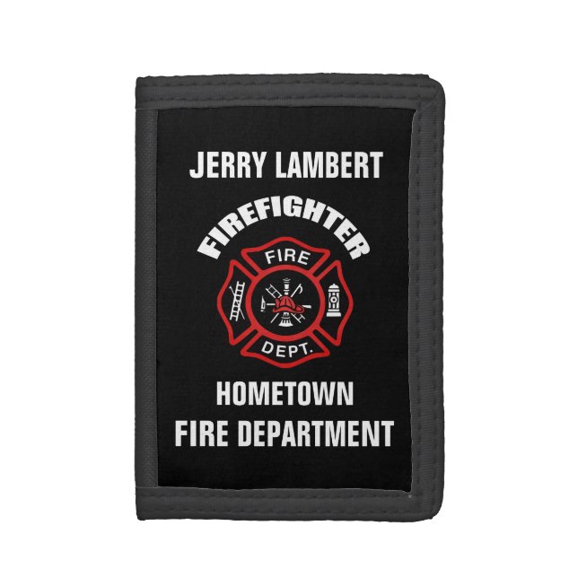 Firefighter Name Template Trifold Wallet (Front Vertical)