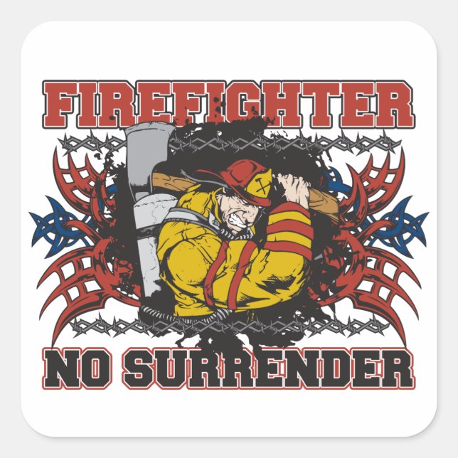 Firefighter No Surrender Square Sticker (Front)