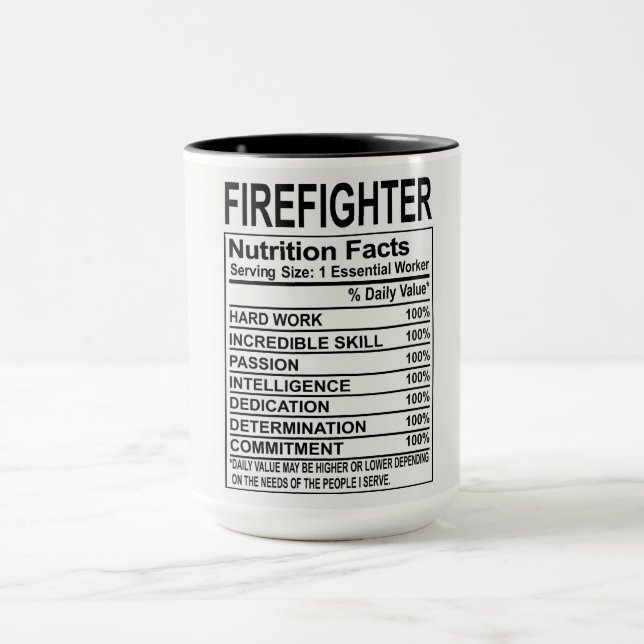 Firefighter Nutrition Facts Mug (Center)