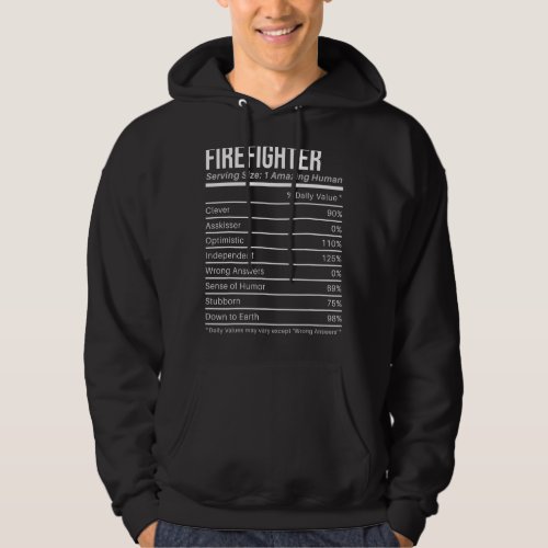 firefighter Nutritional Values  Nutrition Facts Hoodie
