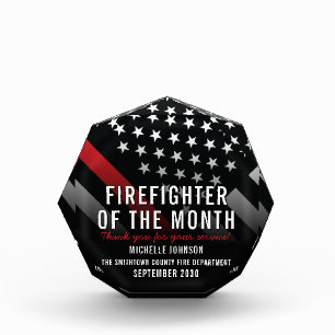 Firefighter of the Month Fire Department Employee Acrylic Award