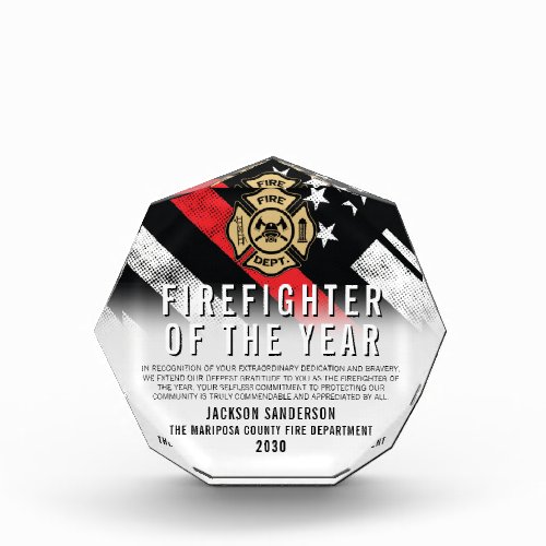 Firefighter of the Year Badge Employee Recognition Acrylic Award