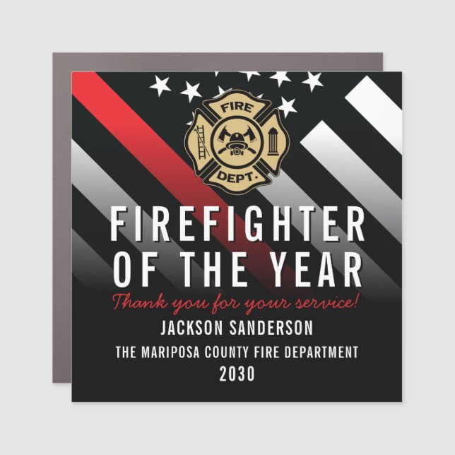 Firefighter of the Year Badge Logo Employee Car Magnet (Front)