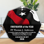 Firefighter Of The Year Custom Thin Red Line Acrylic Award<br><div class="desc">Celebrate and show your appreciation to an outstanding Firefighter with this Thin Red Line Firefighter Of The Year Award - American flag design in Firefighter Flag colors , modern black red design . Personalize this Firefighter award with fireman name, text with fire department name, logo and community, and date of...</div>