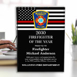 Firefighter Of The Year Department Custom Logo Acrylic Award<br><div class="desc">Celebrate and show your appreciation to an outstanding Firefighter with this Thin Red Line Firefighter Of The Year Award - American flag design in Firefighter Flag colors , modern black red design with custom fire department logo. Personalize this Firefighter award with fireman name, text with fire department name, logo and...</div>