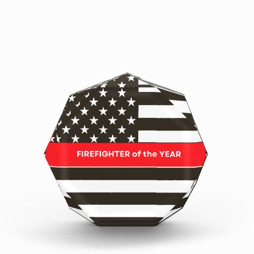 Firefighter of the Year Emblem Thin Red Line Acrylic Award