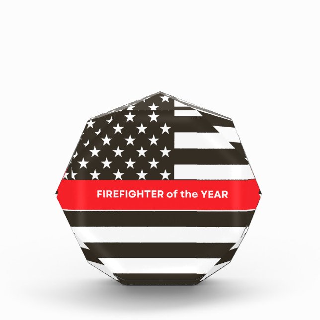 Firefighter of the Year Emblem Thin Red Line Acrylic Award (Front)