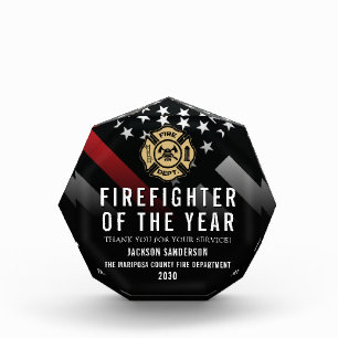 Firefighter of the Year Employee Fire Department Acrylic Award
