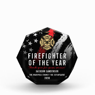 Firefighter of the Year Employee Fire Department Acrylic Award