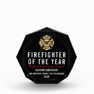Firefighter of the Year Employee Fire Department Acrylic Award