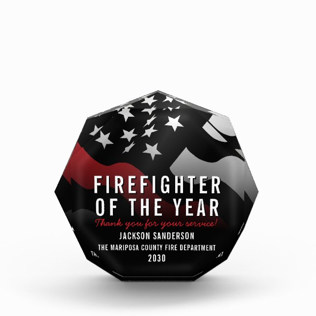 Firefighter of the Year Employee Fireman Employee Acrylic Award (Front)
