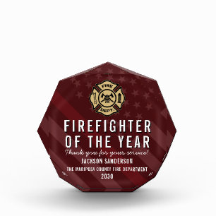 Firefighter of the Year Employee Logo Red Line Acrylic Award