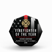 Firefighter of the Year Employee Logo Red Line