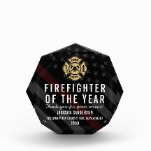 Firefighter of the Year Employee Logo Red Line