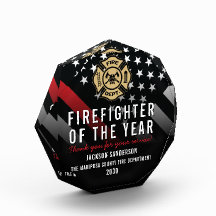 Firefighter of the Year Employee Logo Red Line