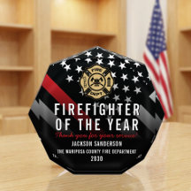 Firefighter of the Year Employee Logo Red Line
