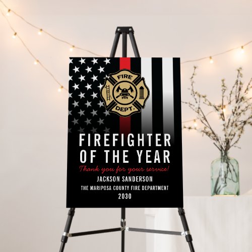 Firefighter of the Year Employee Logo Red Line Foam Board