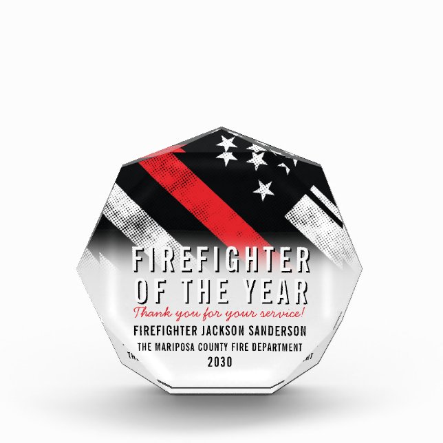 Firefighter of the Year Employee Recognition Acrylic Award (Front)