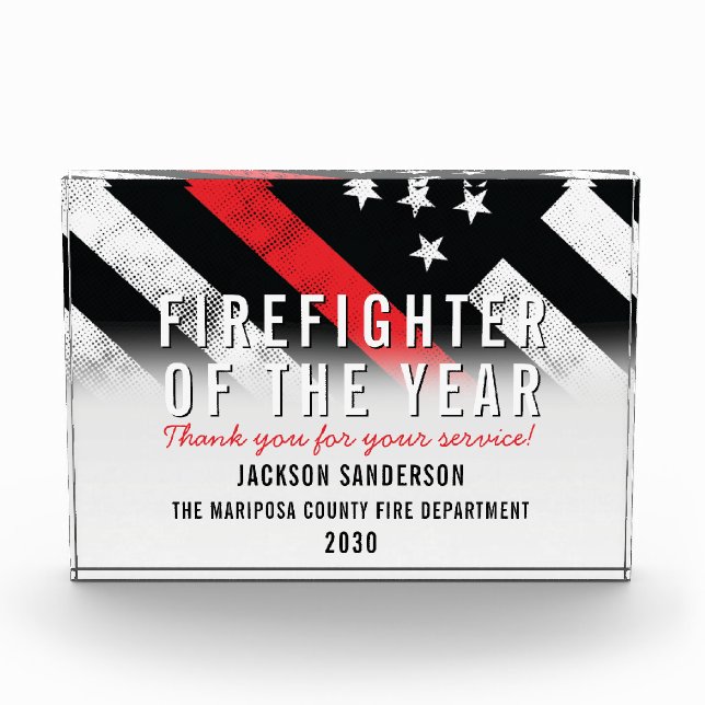 Firefighter of the Year Employee Recognition Acrylic Award (Front)